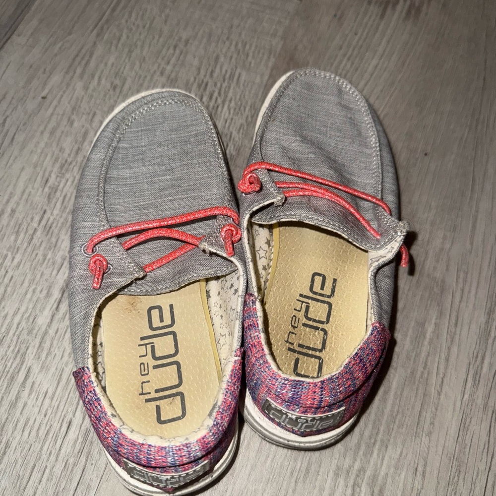 Hey Dude Kids Moccasins in Gray and Pink